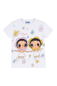 MEDM × YUY Collab Women Floral Contrast Slim Crew Neck Tee