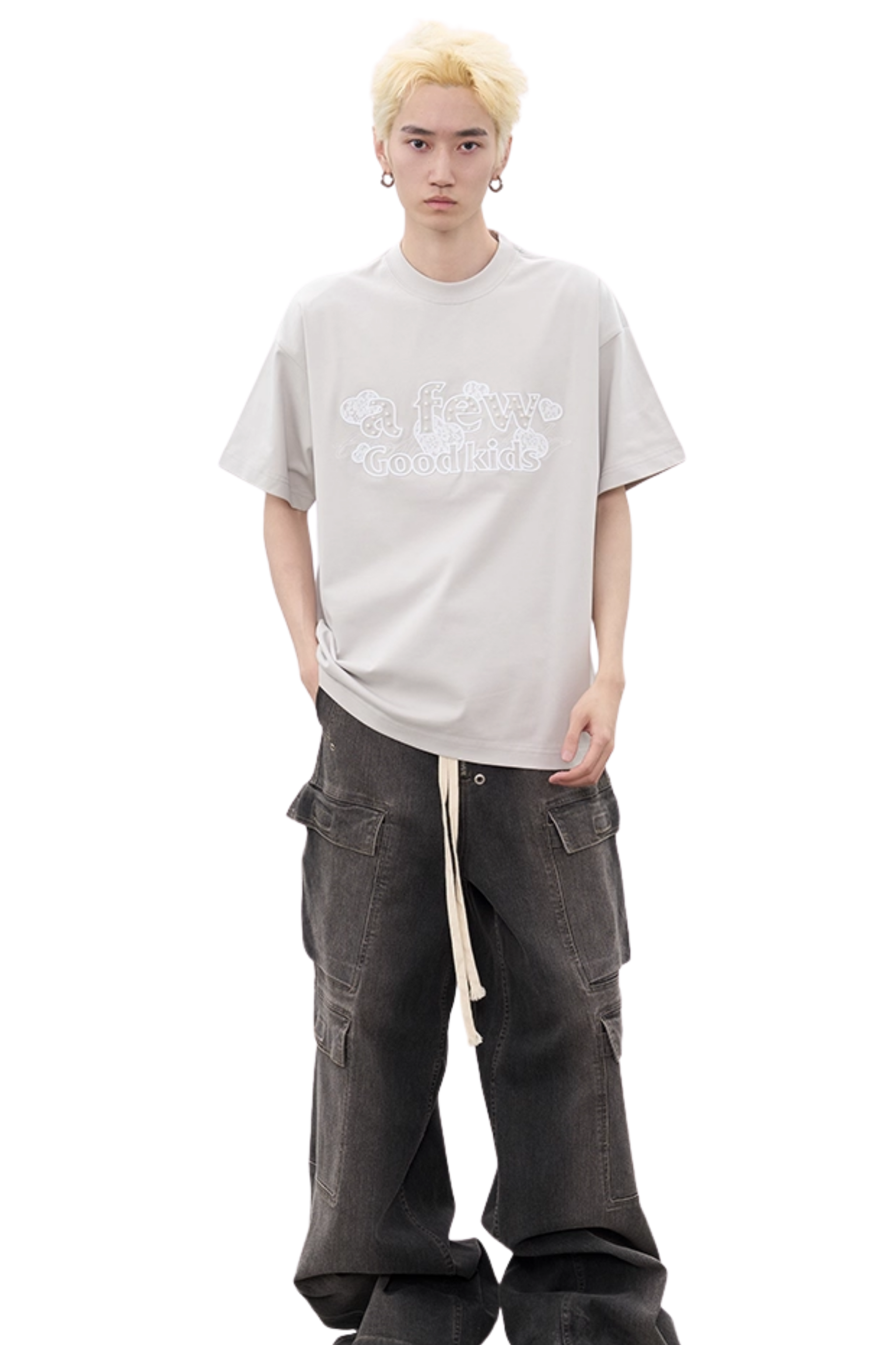 AFGK Lace Embroidery Pearl Stone Tee