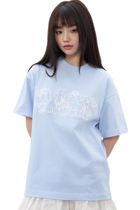 AFGK Lace Embroidery Pearl Stone Tee