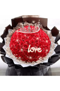 99 Roses Flowers Bouquet & Led Light Everlasting Soap Roses
