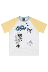 MEDM Striped Cartoon Animal Loose Short Sleeve Tee