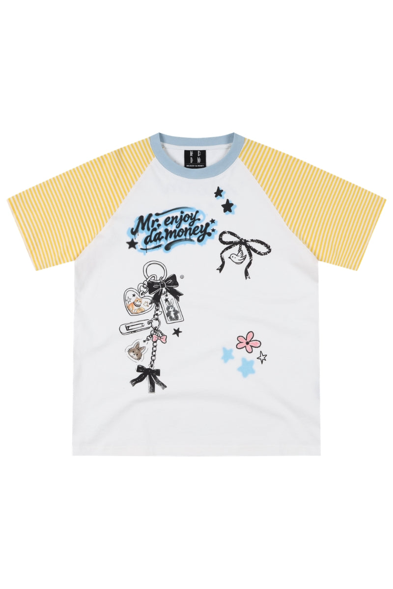MEDM Striped Cartoon Animal Loose Short Sleeve Tee