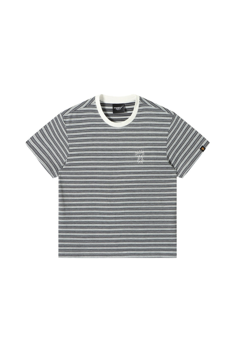 Dangerouspeople DSP Vintage Embroidered Small‑D Striped Tee