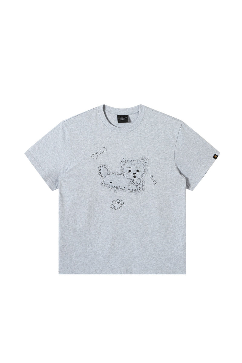 Dangerouspeople DSP Dog Patch Embroidered Loose Short Sleeve Tee