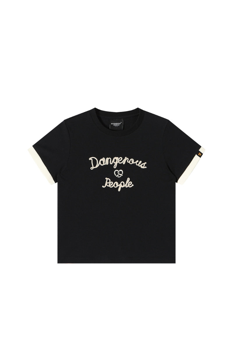 DangerousPeople｜Color‑Block Letter Print Sorona Cool‑Touch Women’s T‑Shirt