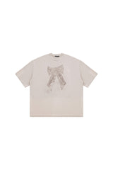 MASONPRINCE Bow Rhinestone Printed Washed Tee
