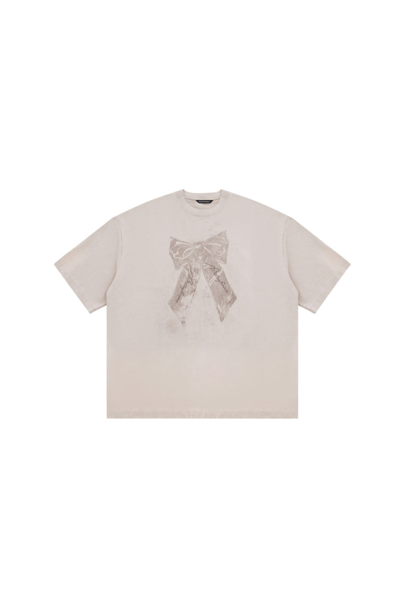 MASONPRINCE Bow Rhinestone Printed Washed Tee