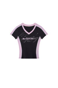 BJHG Women Retro V‑Neck T‑Shirt Summer Slim Waist Casual American Streetwear Top