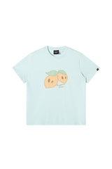 Dangerouspeople DSP Asymmetrical Eye Plaid Patch Fruit Print Casual Tee