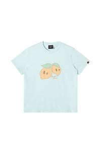 Dangerouspeople DSP Asymmetrical Eye Plaid Patch Fruit Print Casual Tee