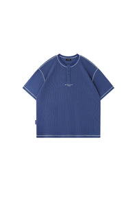 BJHG Waffle Knit Short‑Sleeve T‑Shirt American Loose Unisex Summer Tee