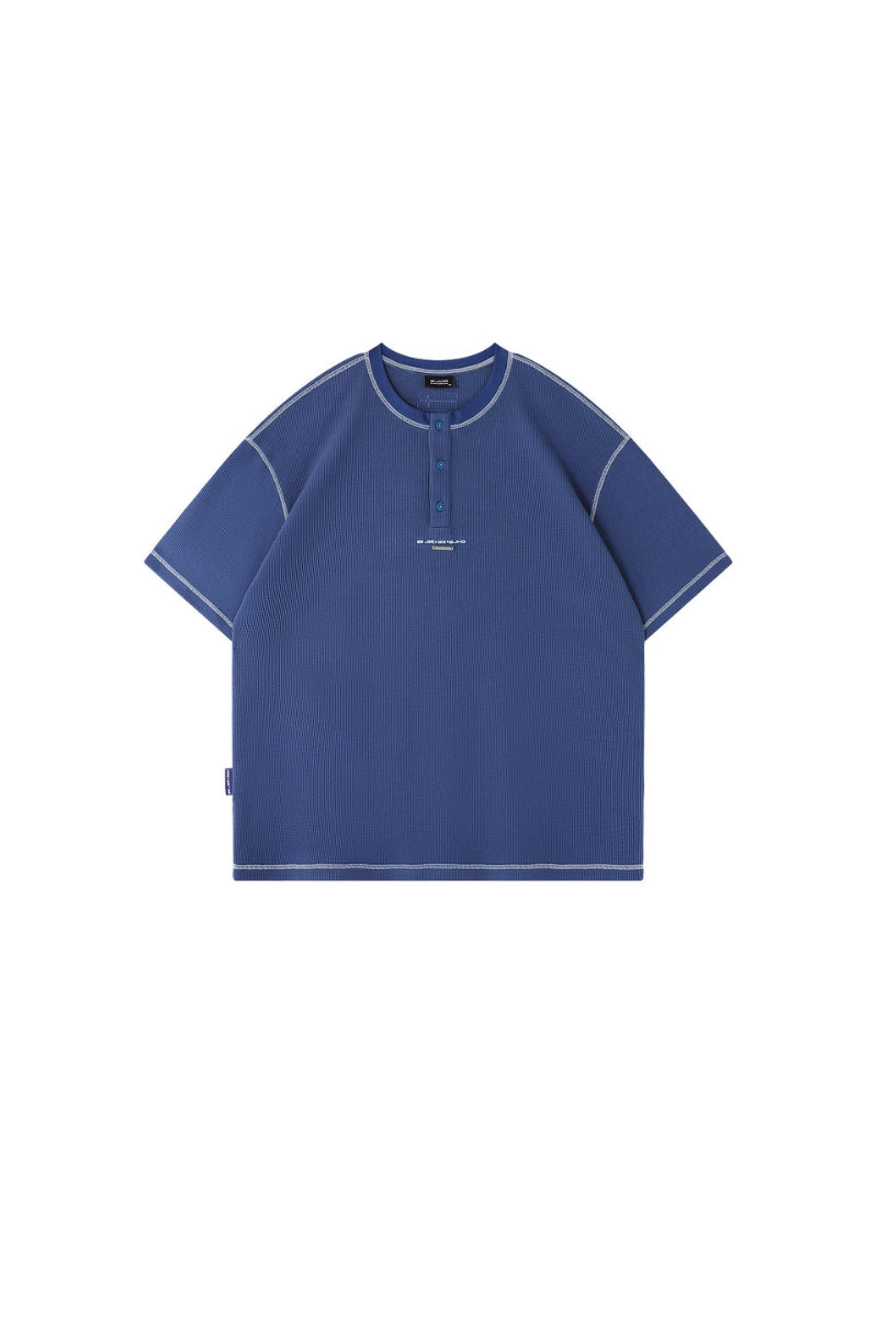 BJHG Waffle Knit Short‑Sleeve T‑Shirt American Loose Unisex Summer Tee