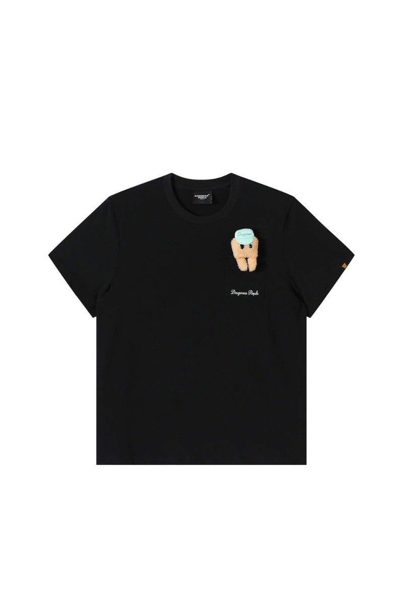 DangerousPeople DSP Detachable D‑Pocket Retro Street Loose Drop‑Shoulder T‑Shirt