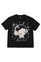MEDM x Iria Mailbox Enjoy Music Logo Print Relaxed Slim Short Sleeve T-Shirt