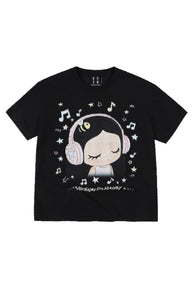 MEDM x Iria Mailbox Enjoy Music Logo Print Relaxed Slim Short Sleeve T-Shirt