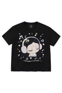 MEDM x Iria Mailbox Enjoy Music Logo Print Relaxed Slim Short Sleeve T-Shirt