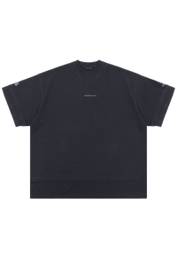 Masonprince  Double Golden Divide Knitted Round-Neck Short T-Shirt
