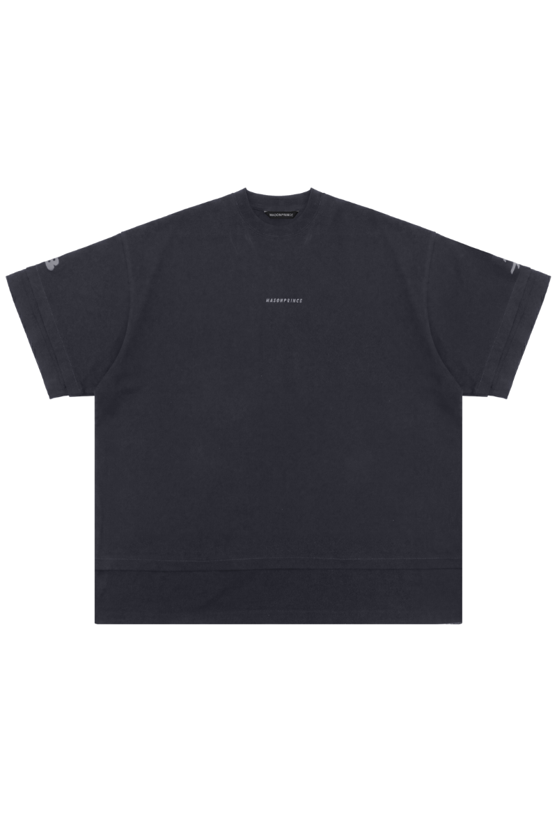 Masonprince  Double Golden Divide Knitted Round-Neck Short T-Shirt