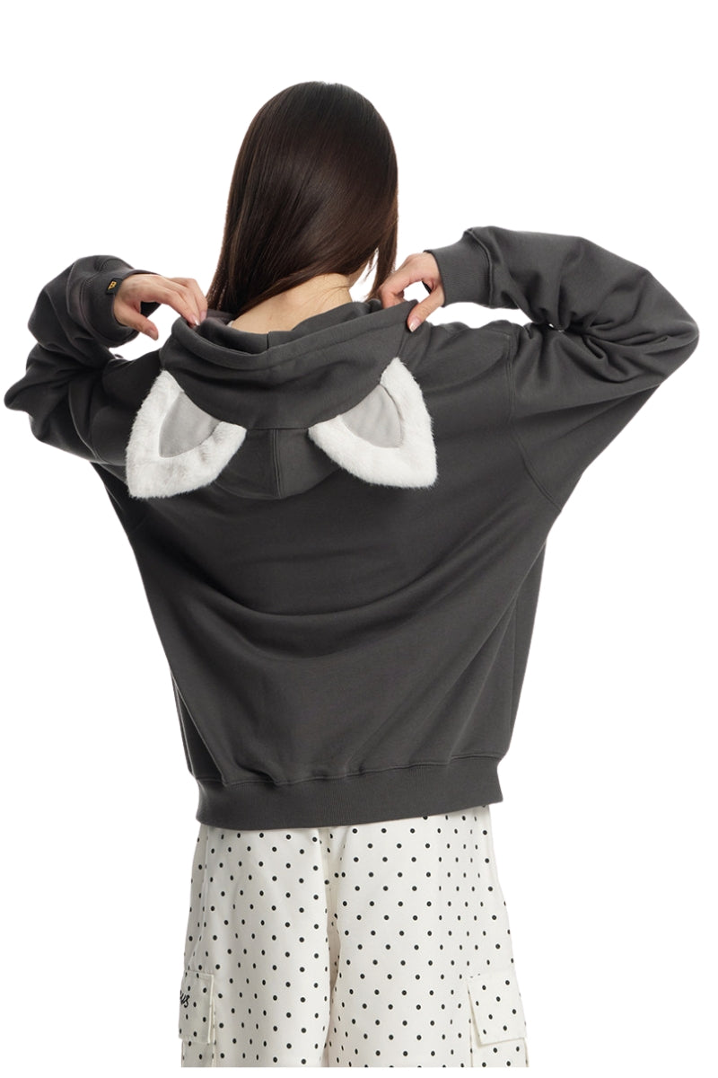 Dangerouspeople｜Double Zip Furry Ear Hoodie Streetwear