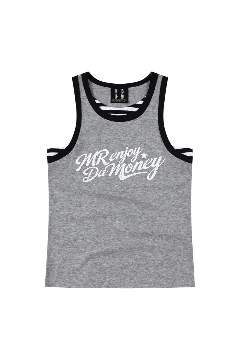 MEDM Fake Two-Piece Stripe Spliced Women Racerback Tank