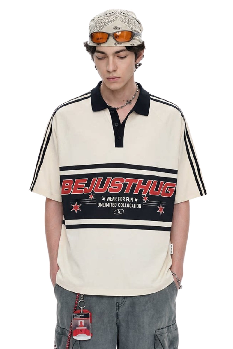 BJHG｜Retro Color‑Block Stripe Polo Shirt, Unisex