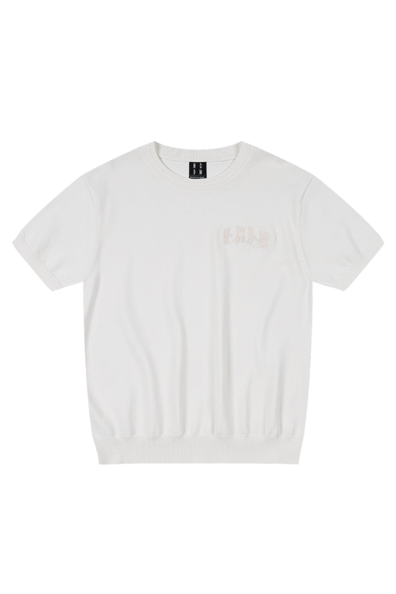 MEDM Solid Knit Embroidered Logo Loose Couple T-shirt
