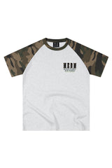 MEDM Contrast Raglan Leopard Leather Patch Vintage Tee