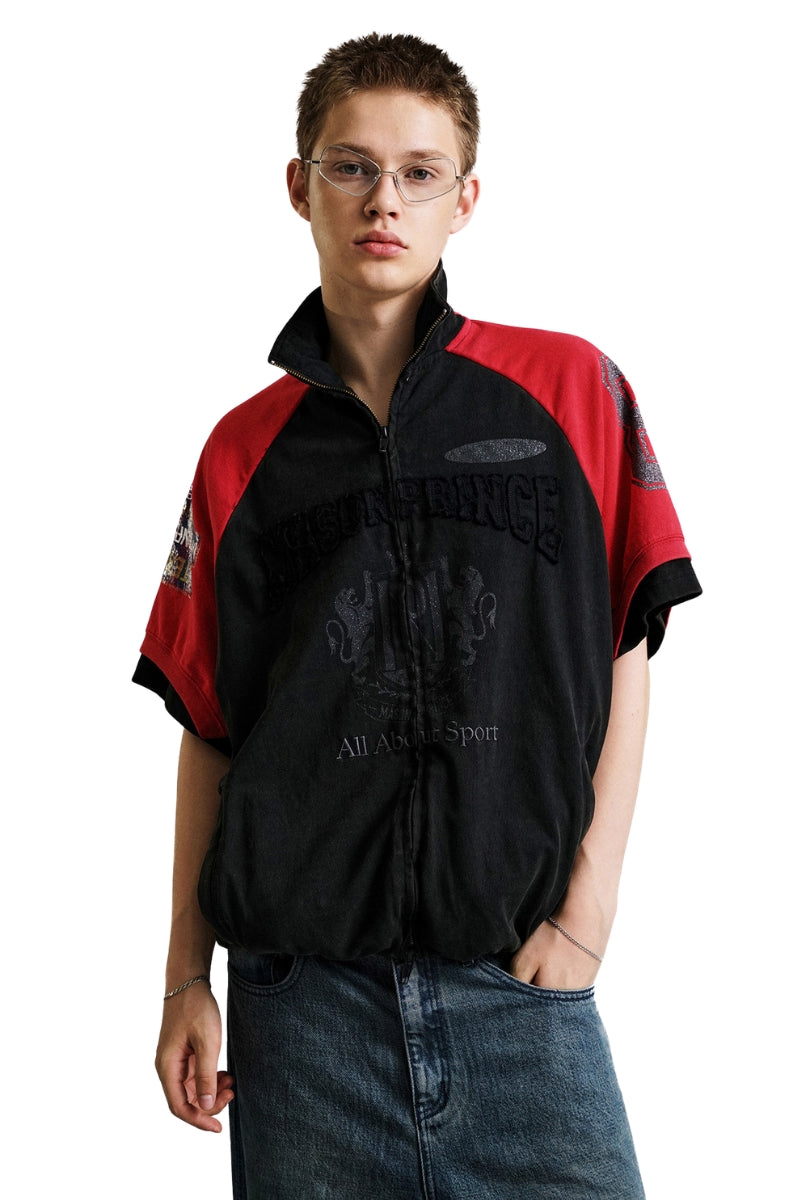 MASONPRINCE Retro Patchwork Print Color Block Tee