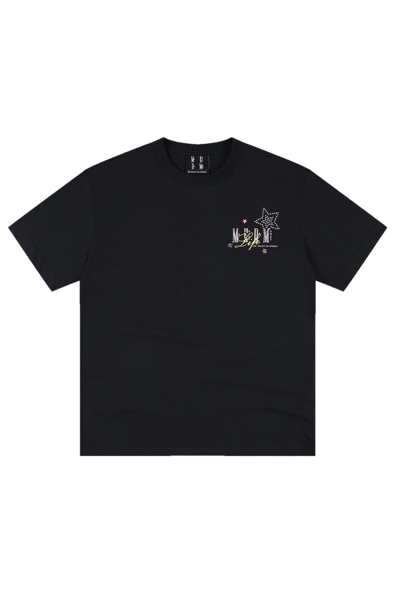MEDM Glitter Star Rhinestone Logo Loose Couple Tee