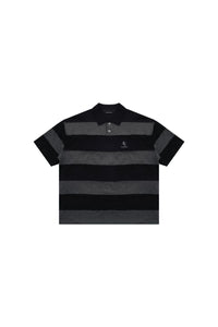 MASONPRINCE Premium 100% Cotton Black‑Grey Stripe Reissue Polo
