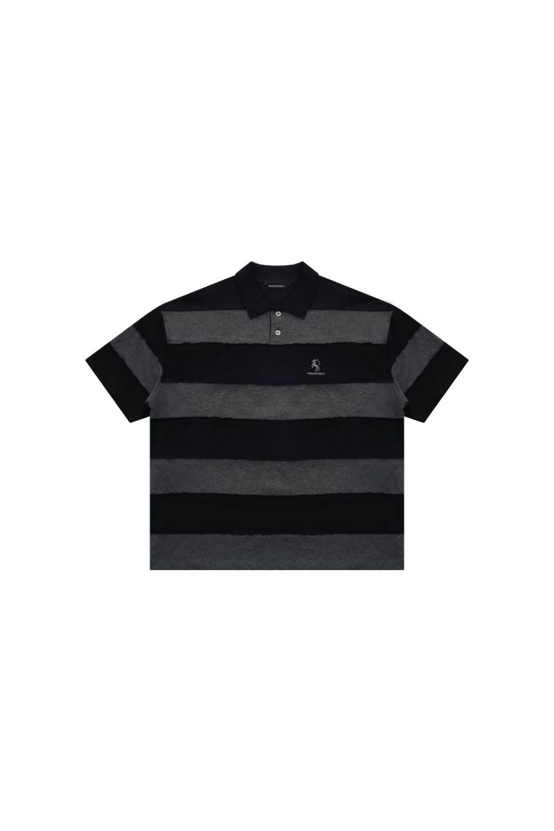 MASONPRINCE Premium 100% Cotton Black‑Grey Stripe Reissue Polo