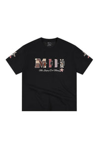 MEDM Leather Leopard Patch Big Logo Oversized Couple Tee