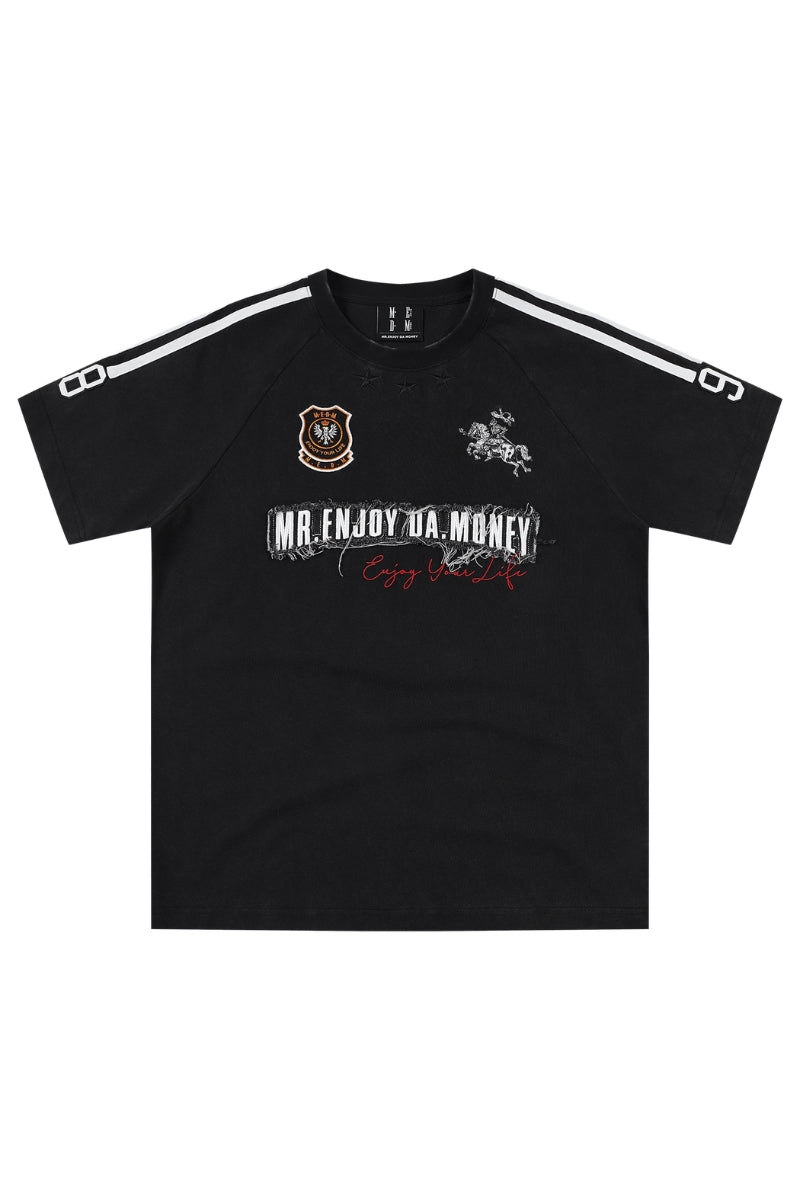 MEDM Denim Patch Embroidery Washed Tee