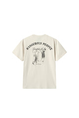 Dangerouspeople DSP Metallic D‑Letter Print T‑Shirt 100% Cotton Vintage Drop Shoulder Streetwear Tee