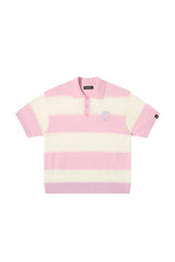 Dangerouspeople DSP Hollow‑Out Embroidery Spliced Stripe Loose Polo Tee