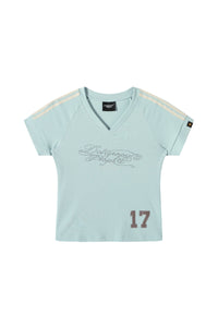 DangerousPeople｜V‑Neck Letter Print Vintage Jersey‑Style Cool‑Touch T‑Shirt