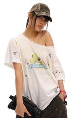 Masonprince Sticker Rhinestone Short-Sleeve T-Shirt