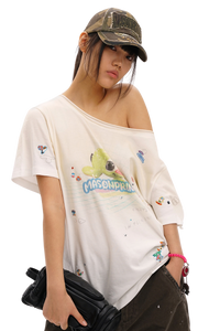 Masonprince Sticker Rhinestone Short-Sleeve T-Shirt