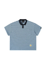 Dangerouspeople DSP Stripe Woven‑Label Loose Drop‑Shoulder Polo Shirt