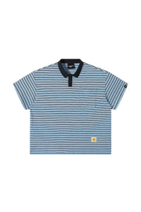 Dangerouspeople DSP Stripe Woven‑Label Loose Drop‑Shoulder Polo Shirt