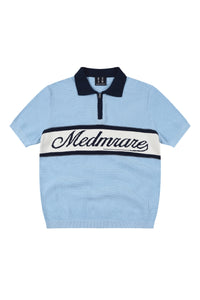MEDM Contrast Zip Knit Rugby Polo Unisex Cotton Short Sleeve Tee
