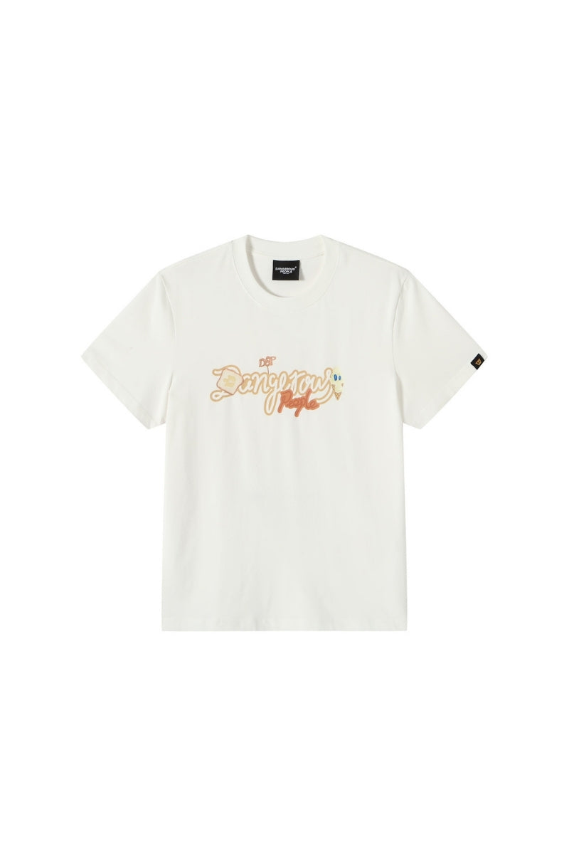 Dangerouspeople DSP Puzzle Dessert Print Embroidered Cotton T‑Shirt
