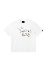 Dangerouspeople DSP Cording Embroidery Letter Puppy T‑Shirt Loose Casual Streetwear Unisex Tee