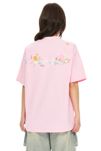 AFGK | Floral Embroidered Heavyweight Tee, American Casual Unisex T-Shirt