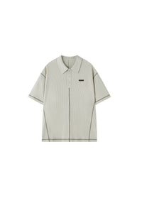 BJHG Summer Men Retro Waffle Knit Polo Shirt Quick‑Dry American Daily Wear Top