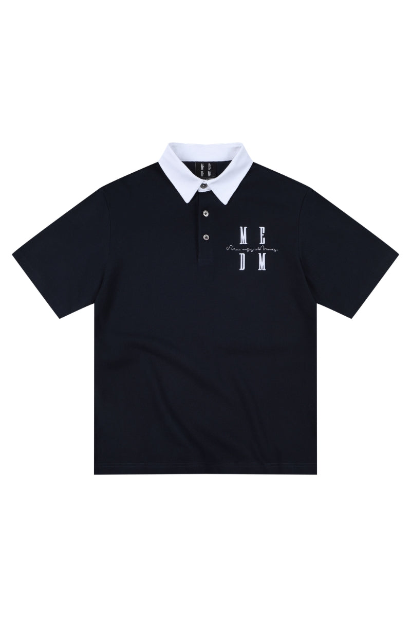 MEDM Color Block 3D Embroidered Men Polo T-Shirt
