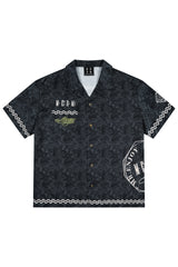 MEDM All Over Dollar Print Cuban Collar Embroidered Shirt