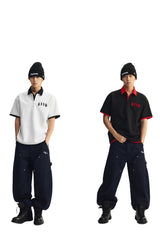 MEDM Air Layer Fake Two Piece Loose Polo Shirt Unisex Summer Lapel Tee