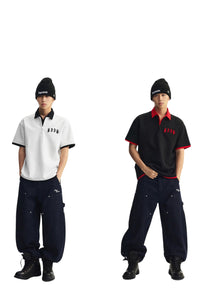 MEDM Air Layer Fake Two Piece Loose Polo Shirt Unisex Summer Lapel Tee