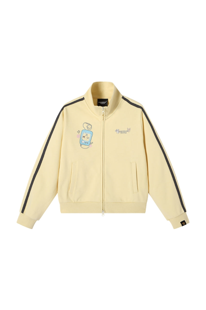 Dangerouspeople｜Retro Sporty Stand Collar Webbing Zip Sweatshirt